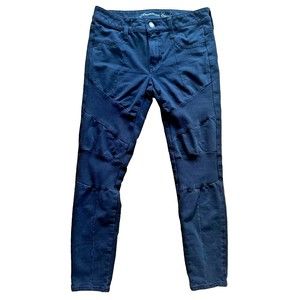 AMERICAN EAGLE Super Stretch Black Ribbed Jeggings - Skinny Jeans - Wome…